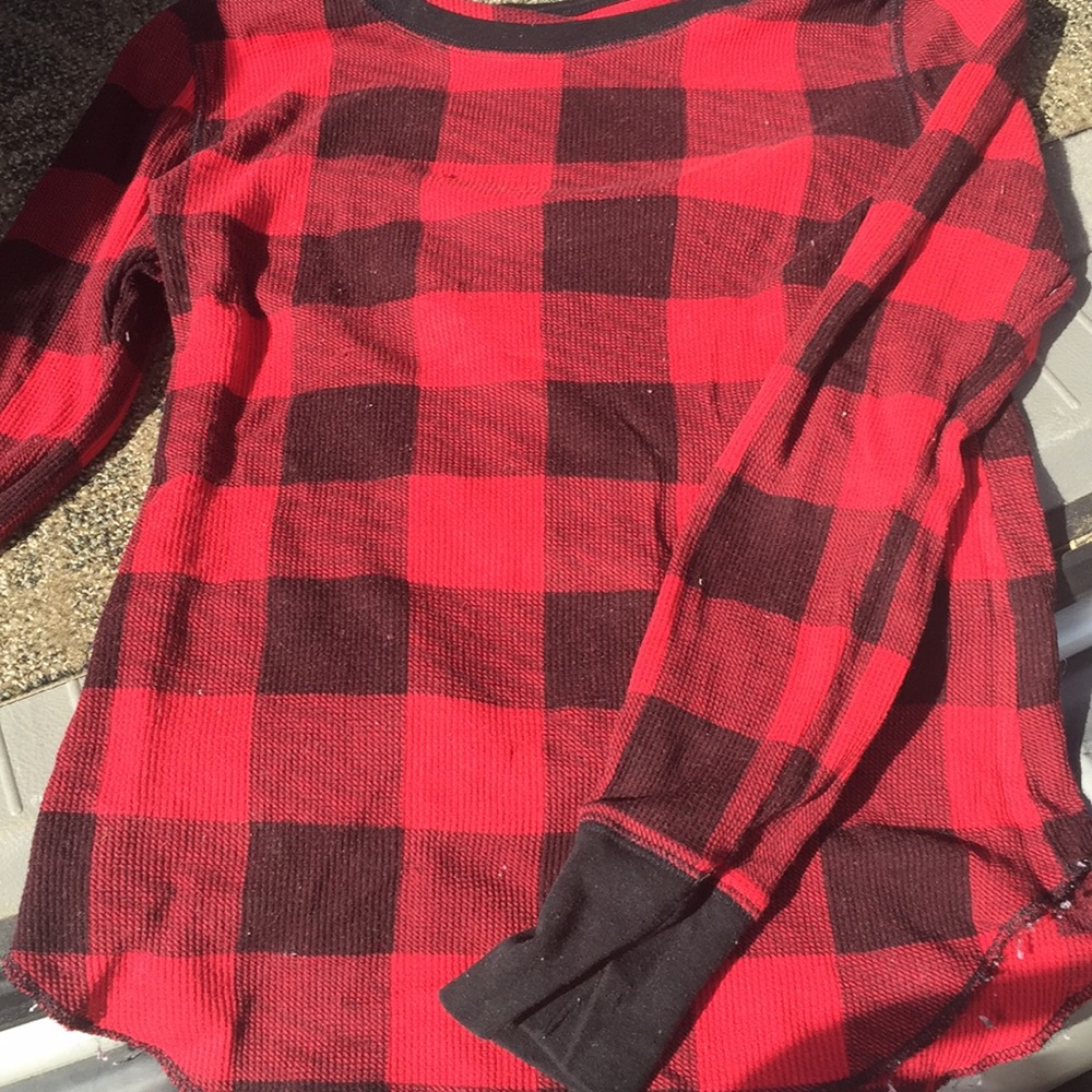 Thermal T-shirt black and red plaid